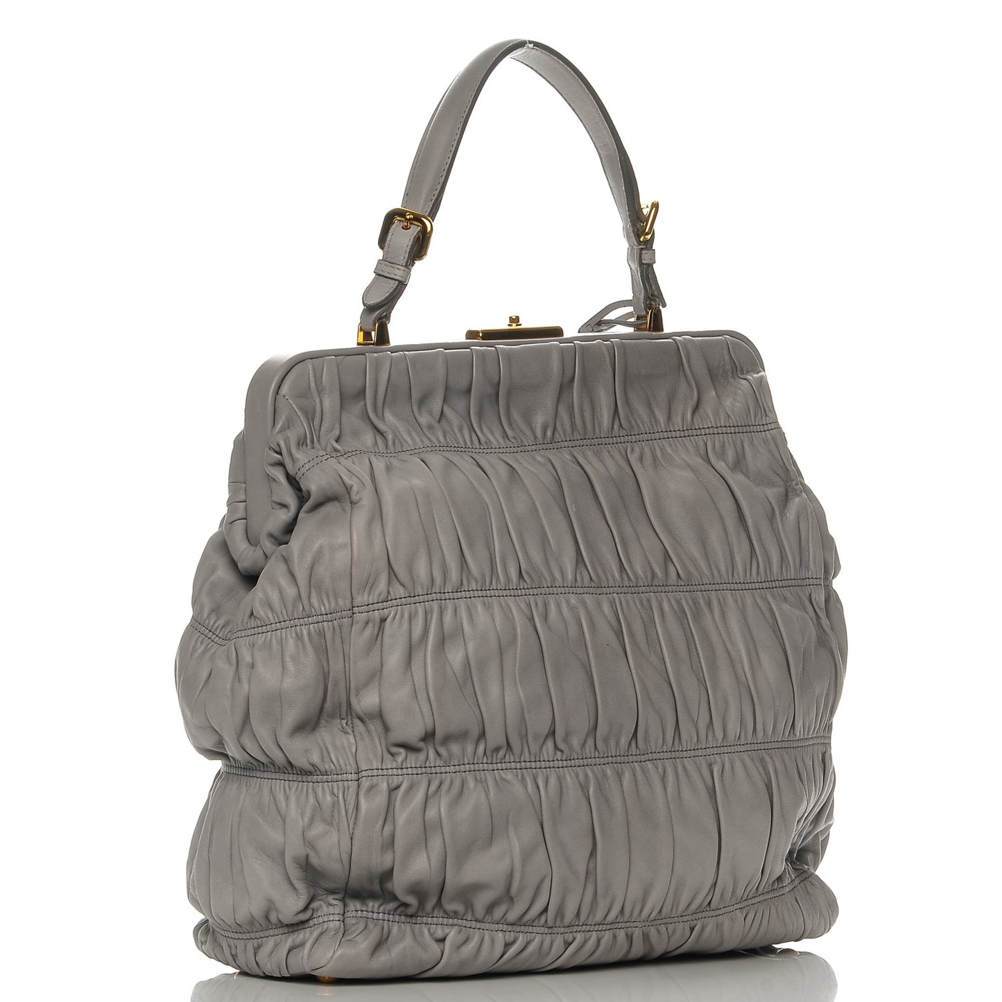 Nappa Dressy Gaufre Framed Tote Nuvola