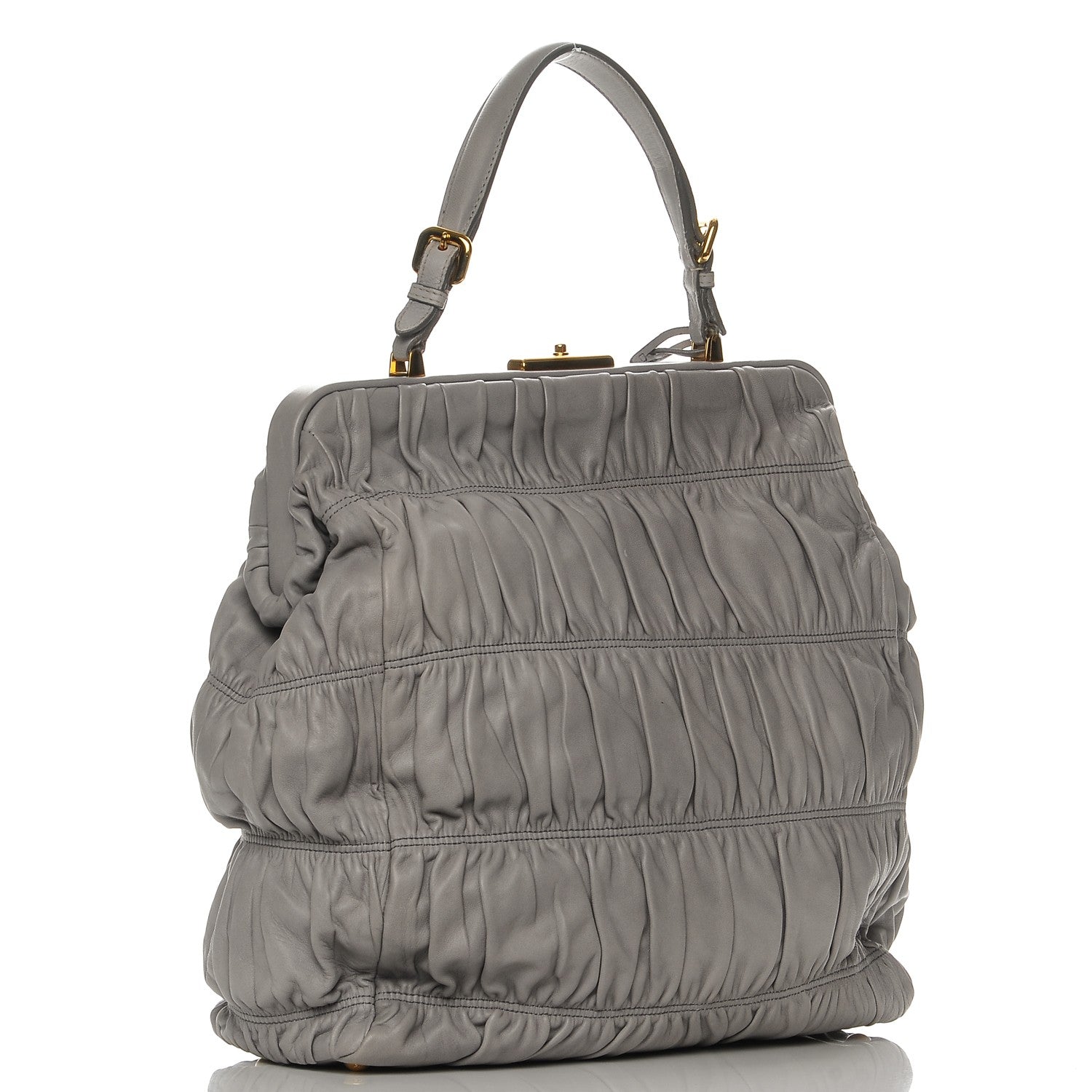 Prada Nappa Dressy Gaufre Framed Tote Nuvola 3 of 7