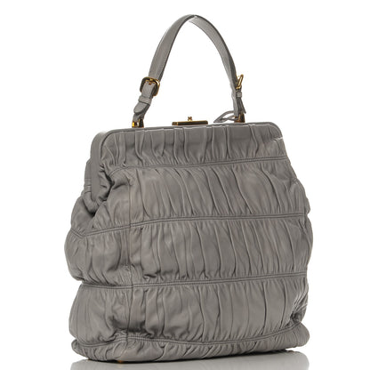 Prada Nappa Dressy Gaufre Framed Tote Nuvola 3 of 7