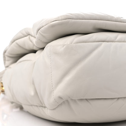 Prada Nappa Soft Padded Logo Embossed Triangle Quilted Shoulder Bag White 7 of 10