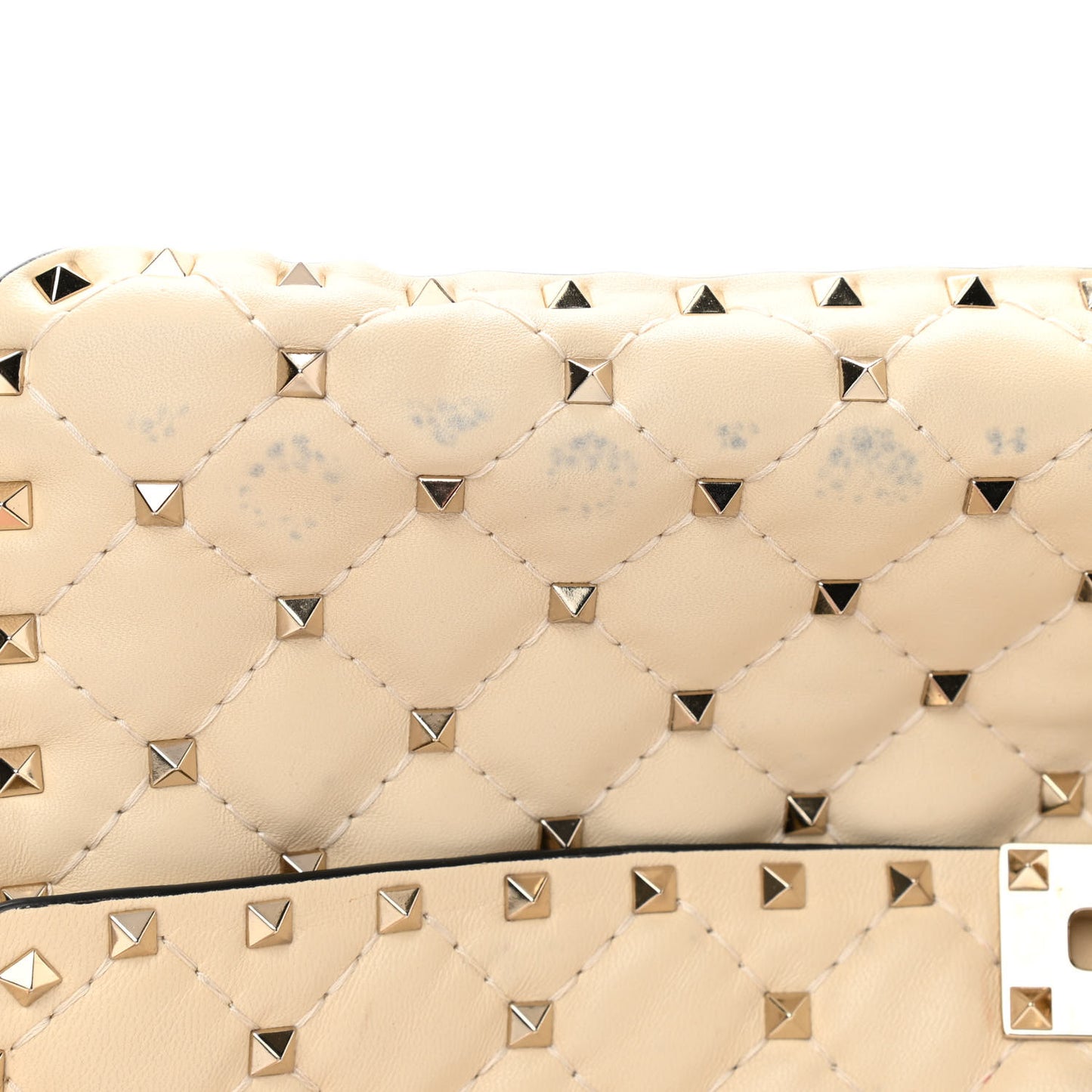 Nappa Maxi Rockstud Spike Shoulder Bag Light Ivory