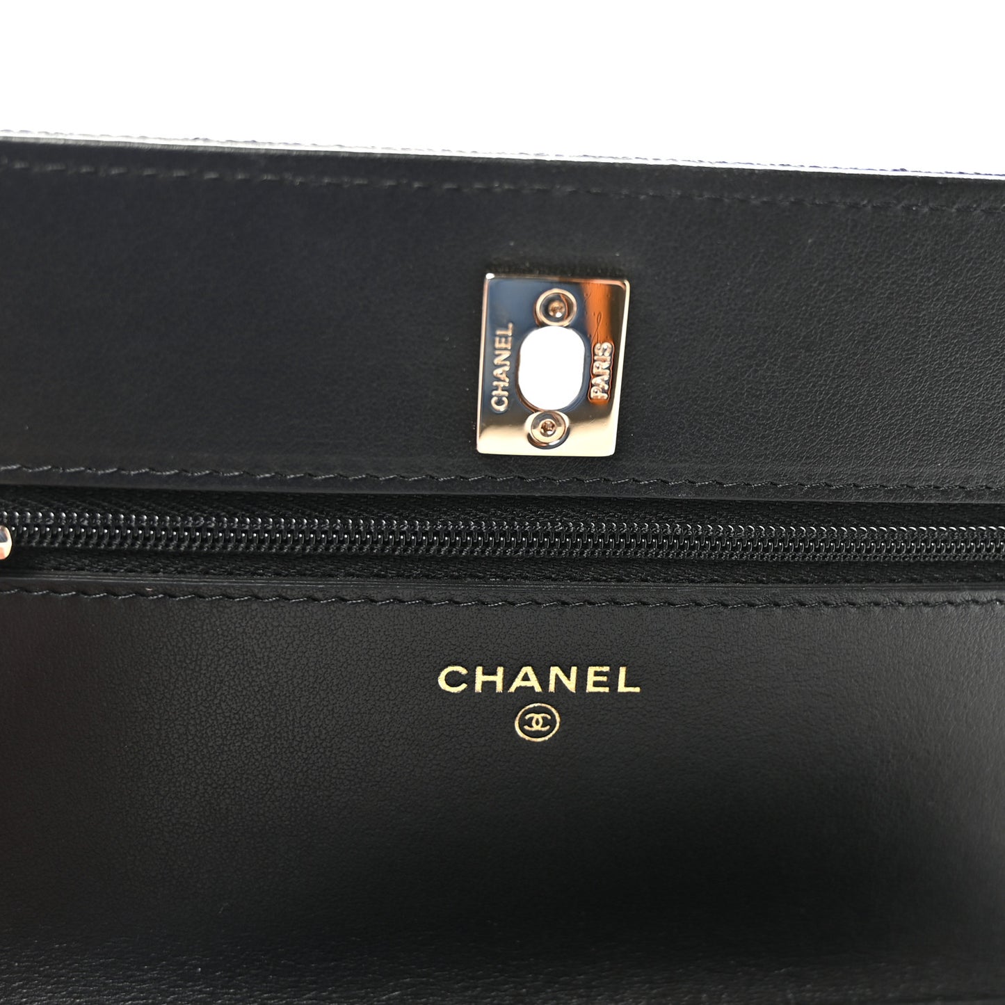 Caviar Quilted Bow Wallet On Chain WOC Black