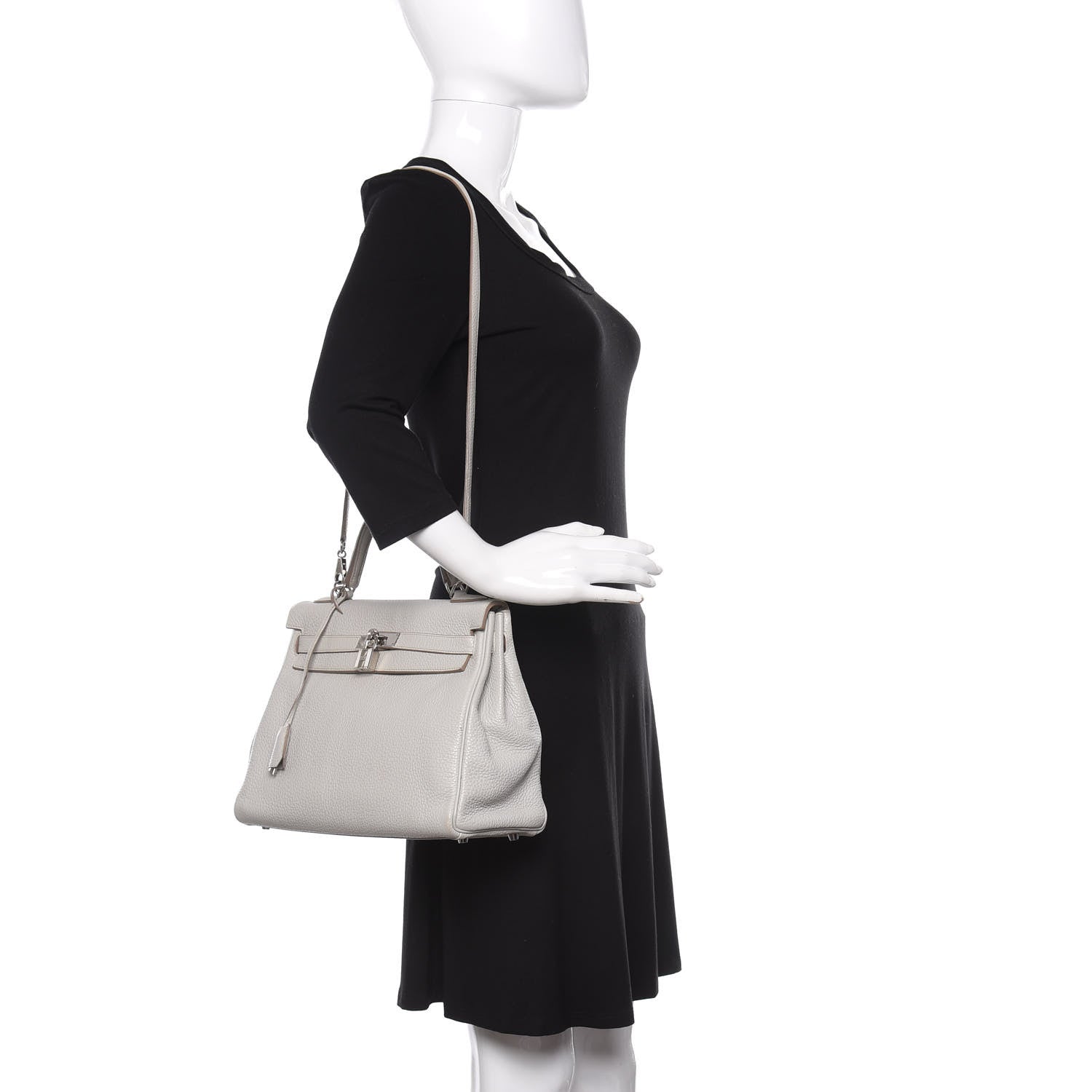 Hermes Taurillon Clemence Kelly Retourne 32 Gris Perle 2 of 13
