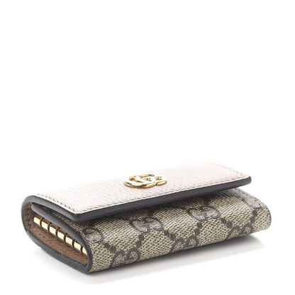 Gucci Dollar Calfskin GG Supreme Monogram GG Marmont 6 Key Holder Case Porcelain Rose Beige Ebony 4 of 8