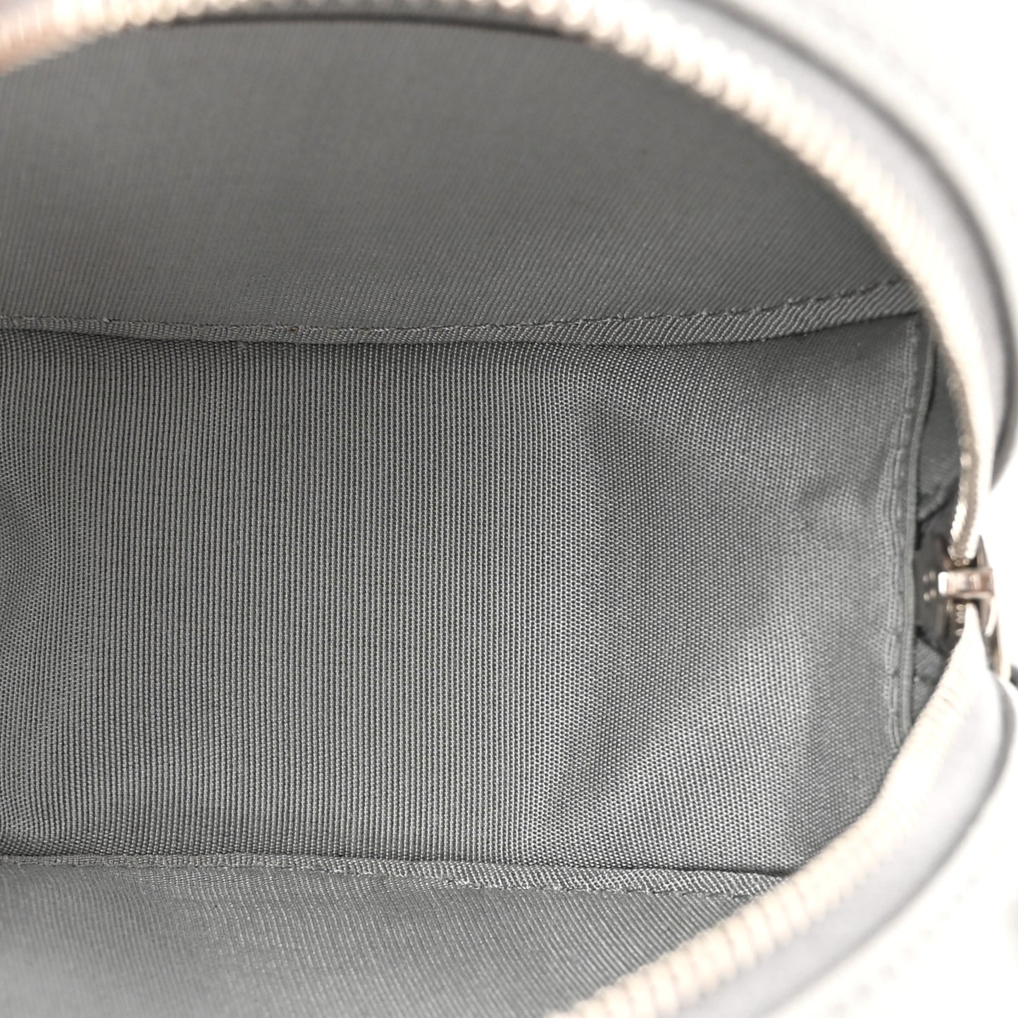 Goatskin Camellia Quilted Round Clutch With Chain Grey