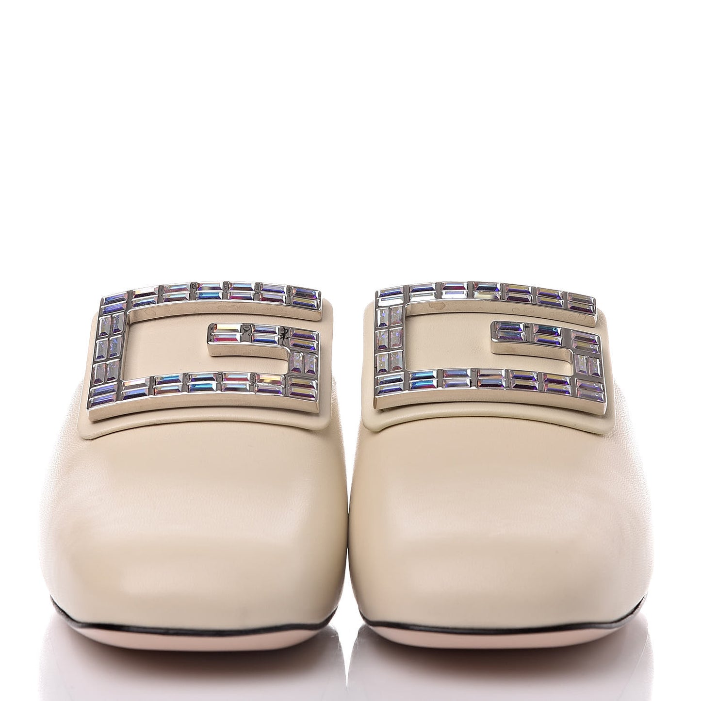 Malaga Kid Crystal Square G Madelyn Mules 37 Vintage White