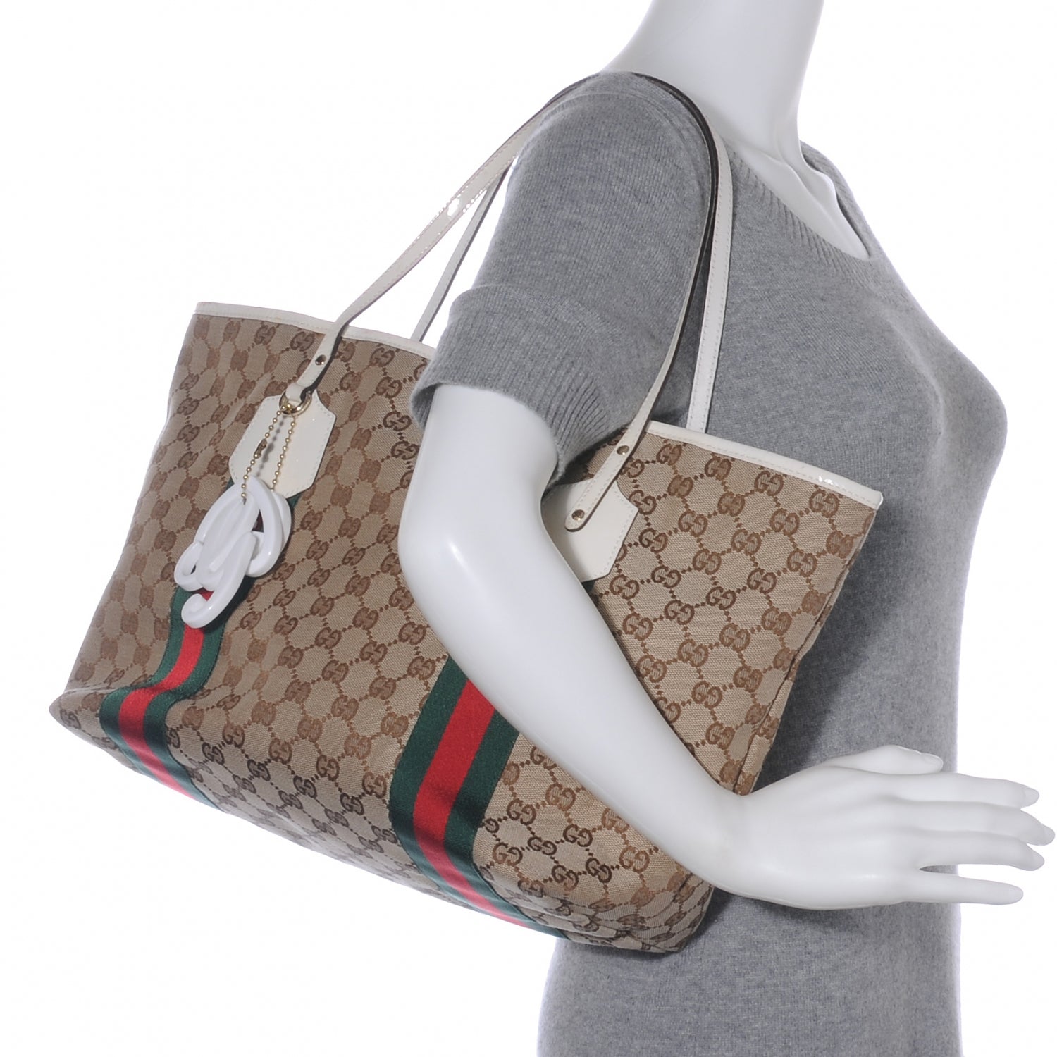 Gucci Monogram Web Large Jolie Tote White 2 of 7