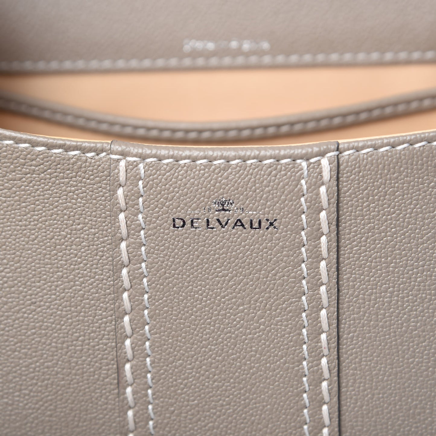 Grained Rodeo Calfskin Surpique Mini Brillant Satchel Tourterelle Ivory