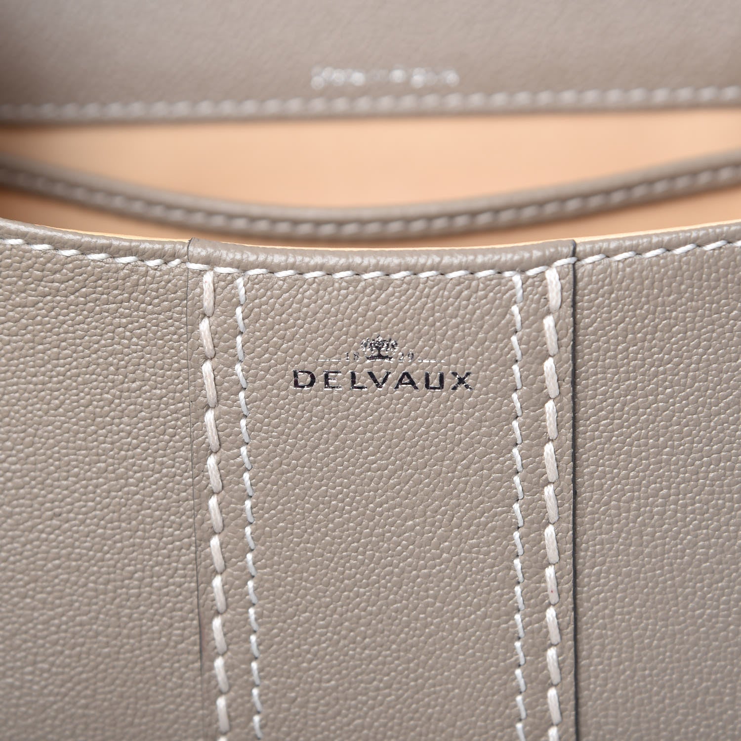 Delvaux Grained Rodeo Calfskin Surpique Mini Brillant Satchel Tourterelle Ivory 6 of 8
