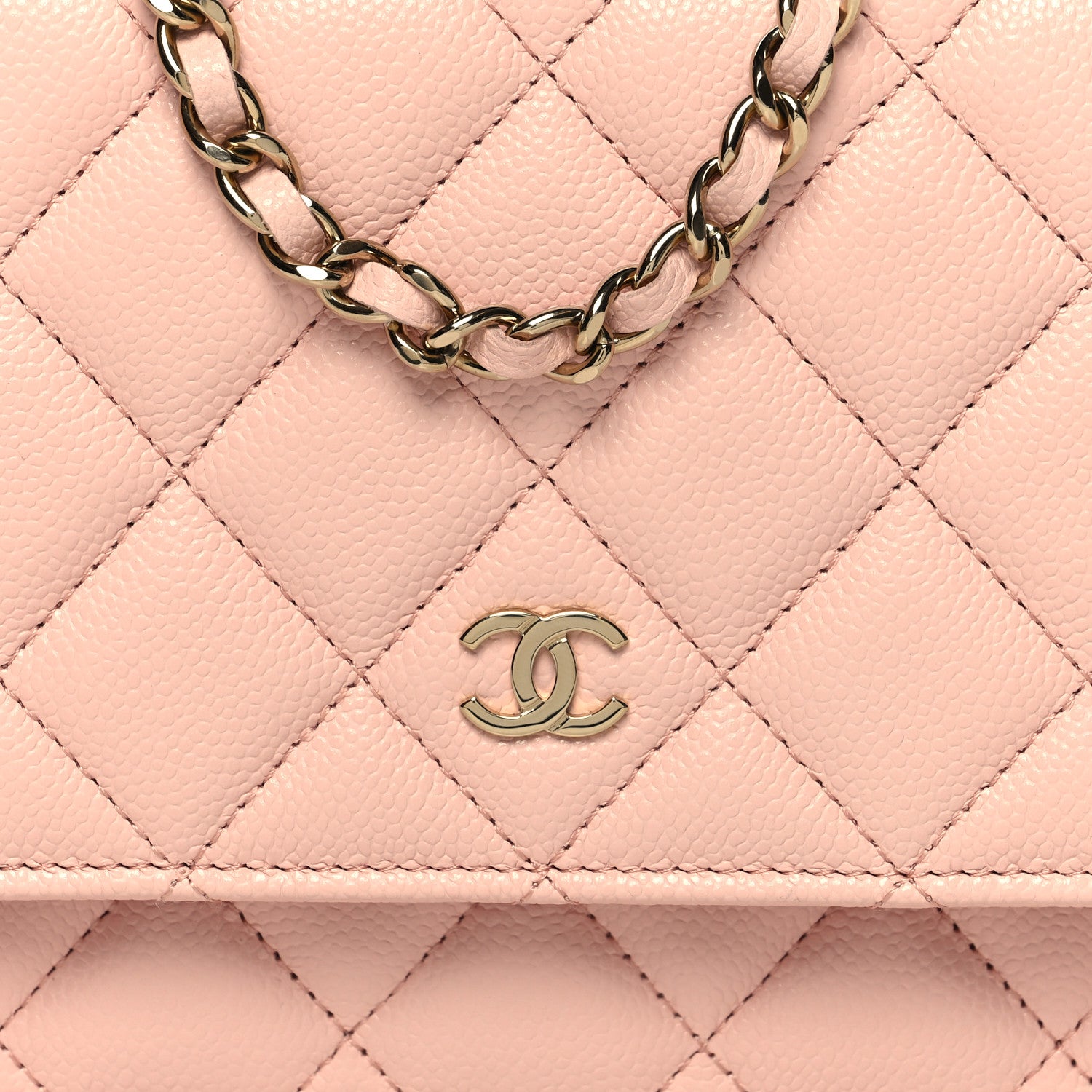 Chanel Caviar Quilted Wallet on Chain WOC Light Pink 9 of 12