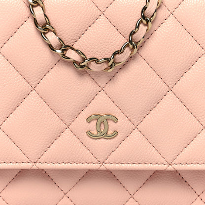 Chanel Caviar Quilted Wallet on Chain WOC Light Pink 9 of 12