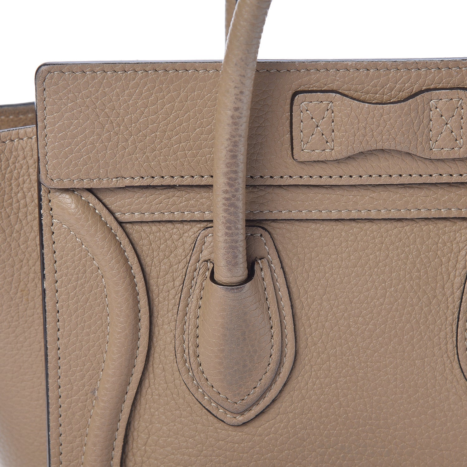 Celine Drummed Calfskin Nano Luggage Dune 12 of 15