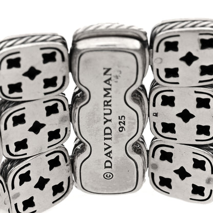 David Yurman Sterling Silver Diamond Moon Quartz Chiclet Three Row Bracelet 3 of 3