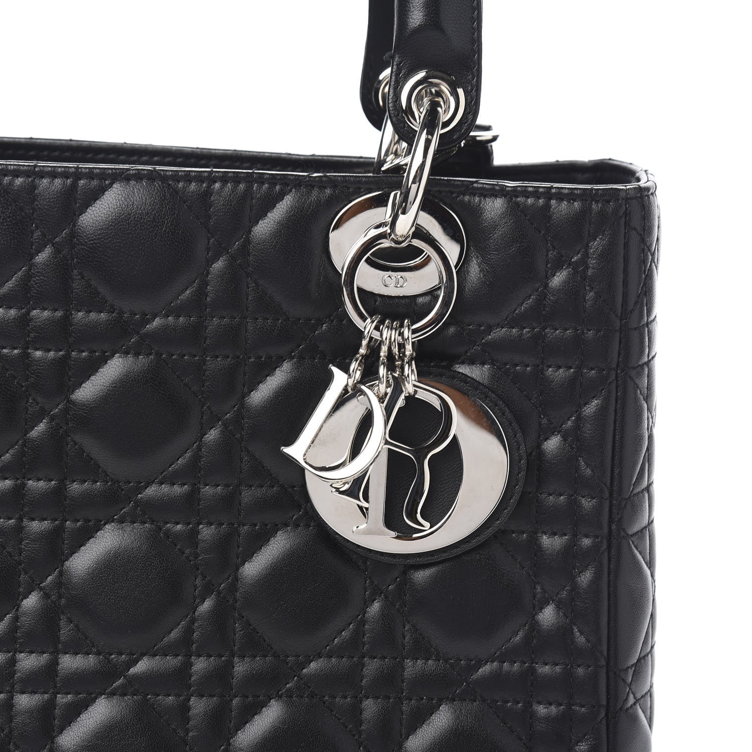 Christian Dior Lambskin Cannage Medium Lady Dior Black 9 of 9