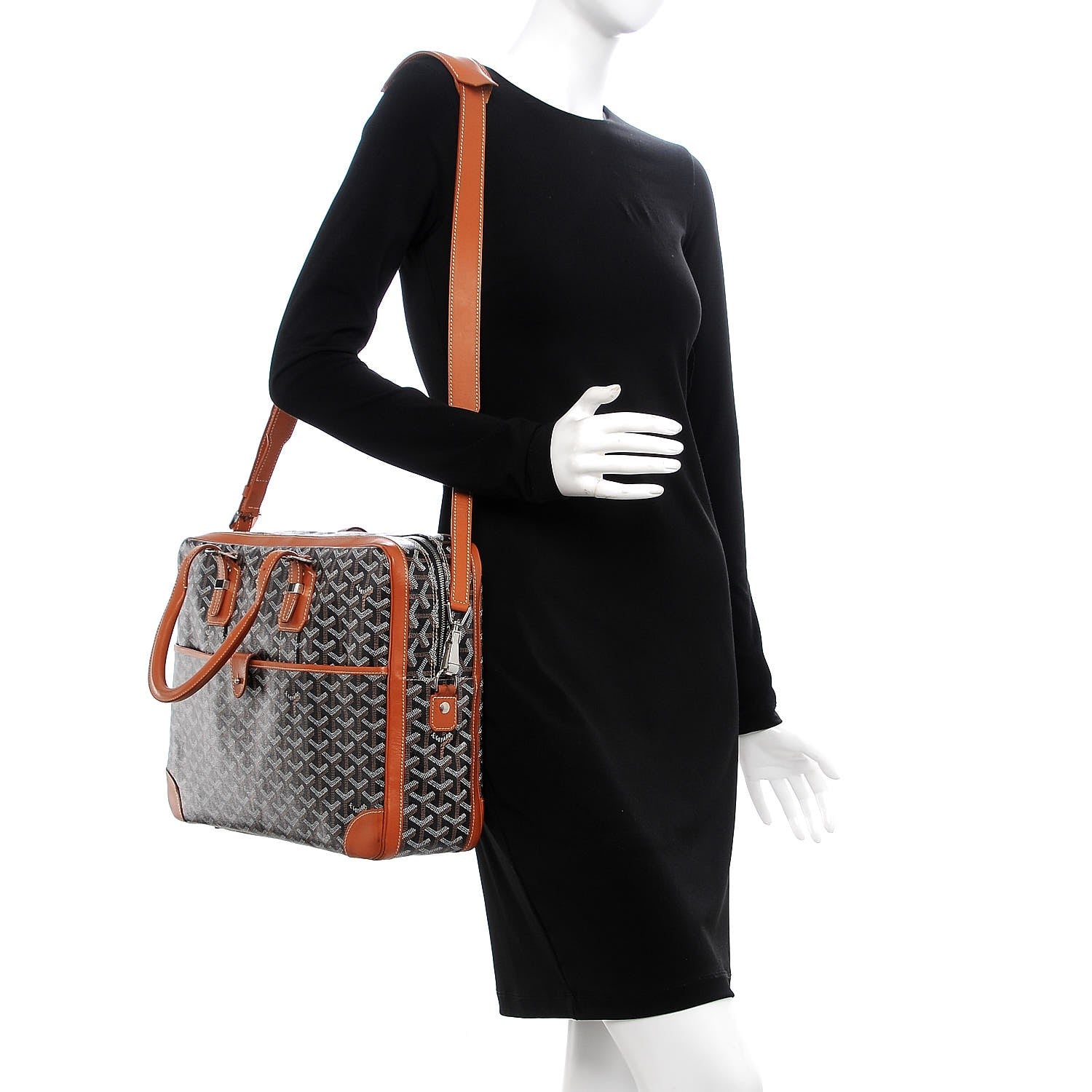 Goyard Chevron Ambassade MM Briefcase Black Gold 2 of 10