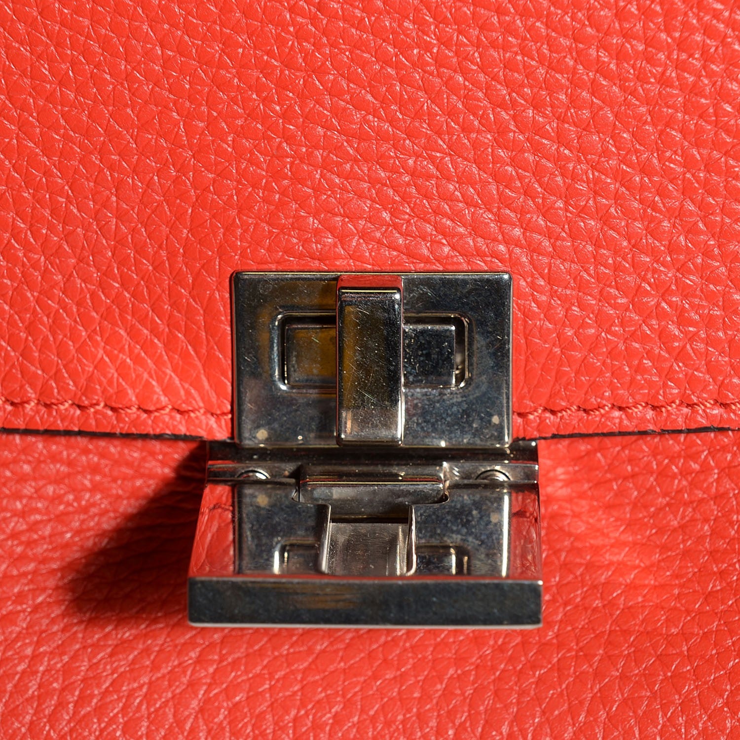 Celine Drummed Calfskin Suede Double Zip Trapeze Vermillion 17 of 19