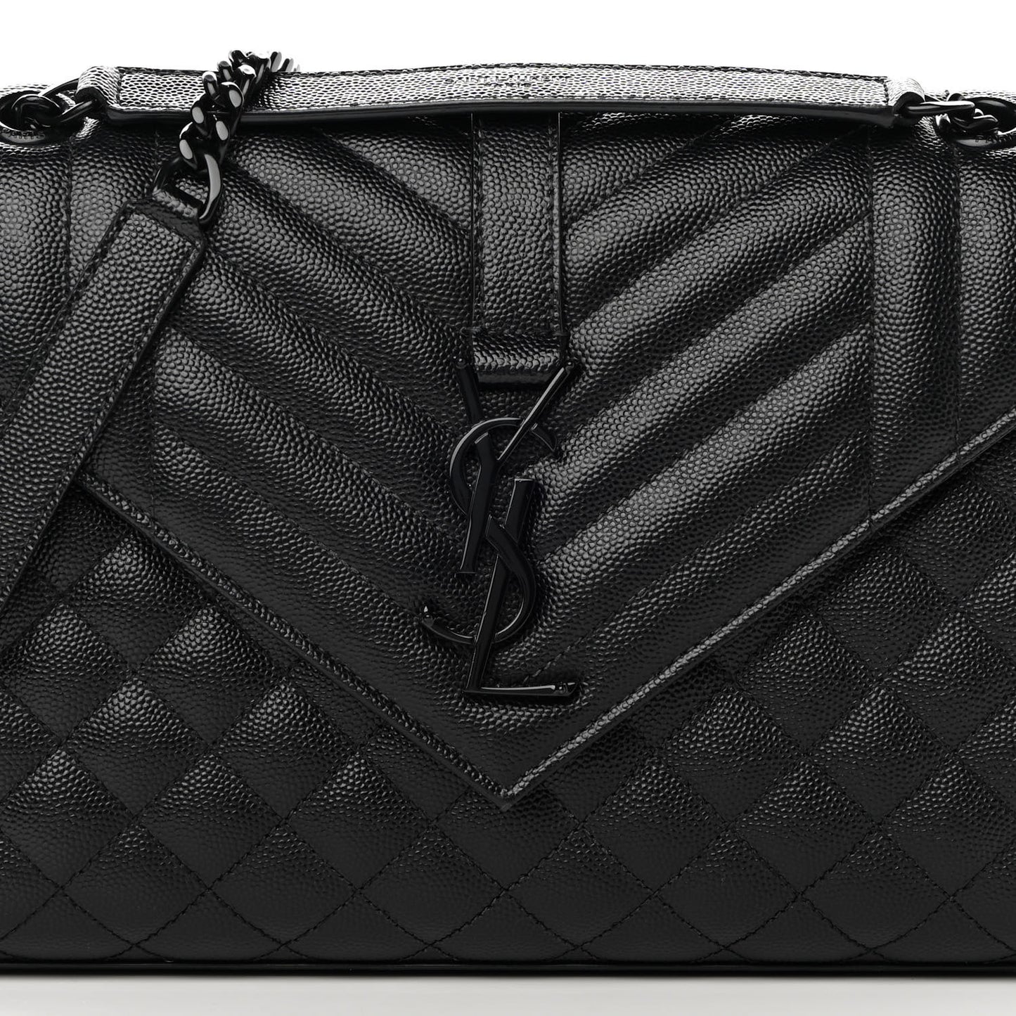 Grain De Poudre Textured Mixed Matelasse Triquilt Medium Monogram Satchel Black