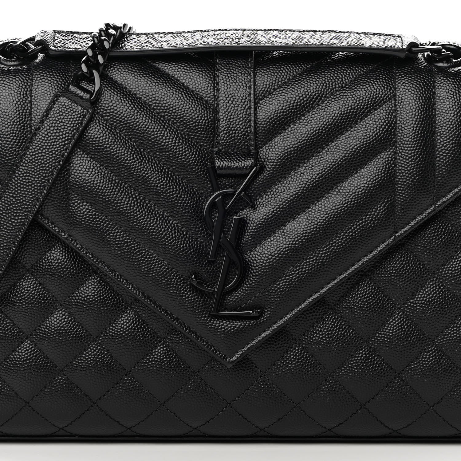 Saint Laurent Grain De Poudre Textured Mixed Matelasse Triquilt Medium Monogram Satchel Black 6 of 12