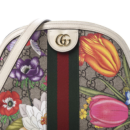 Gucci GG Supreme Monogram Flora Web GG Small Ophidia Dome Shoulder Bag White 8 of 14