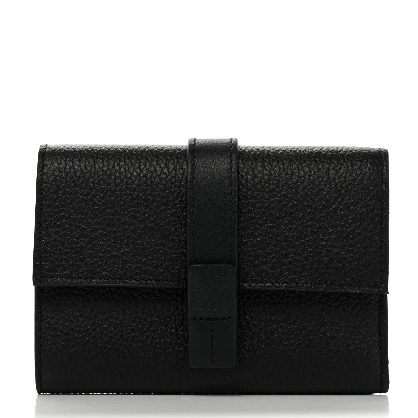 Grained Calfskin Small Vertical Wallet Black