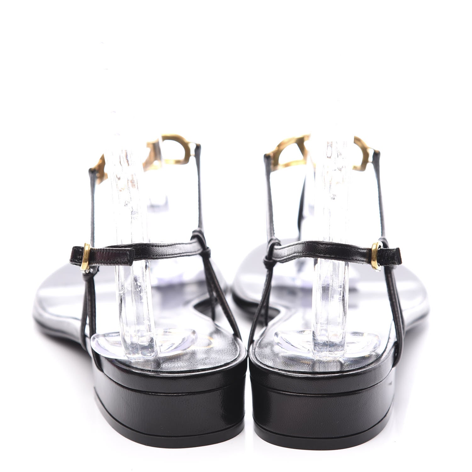 Valentino Garavani Calfskin Vlogo Slingback Low Heel Thong Sandals 37 Black 7 of 10