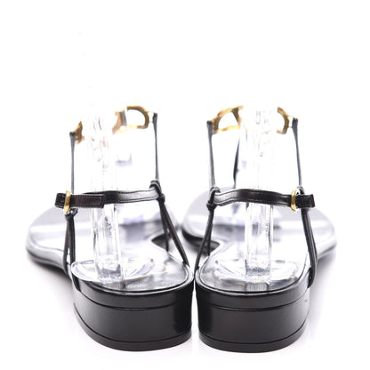 Valentino Garavani Calfskin Vlogo Slingback Low Heel Thong Sandals 37 Black 7 of 10