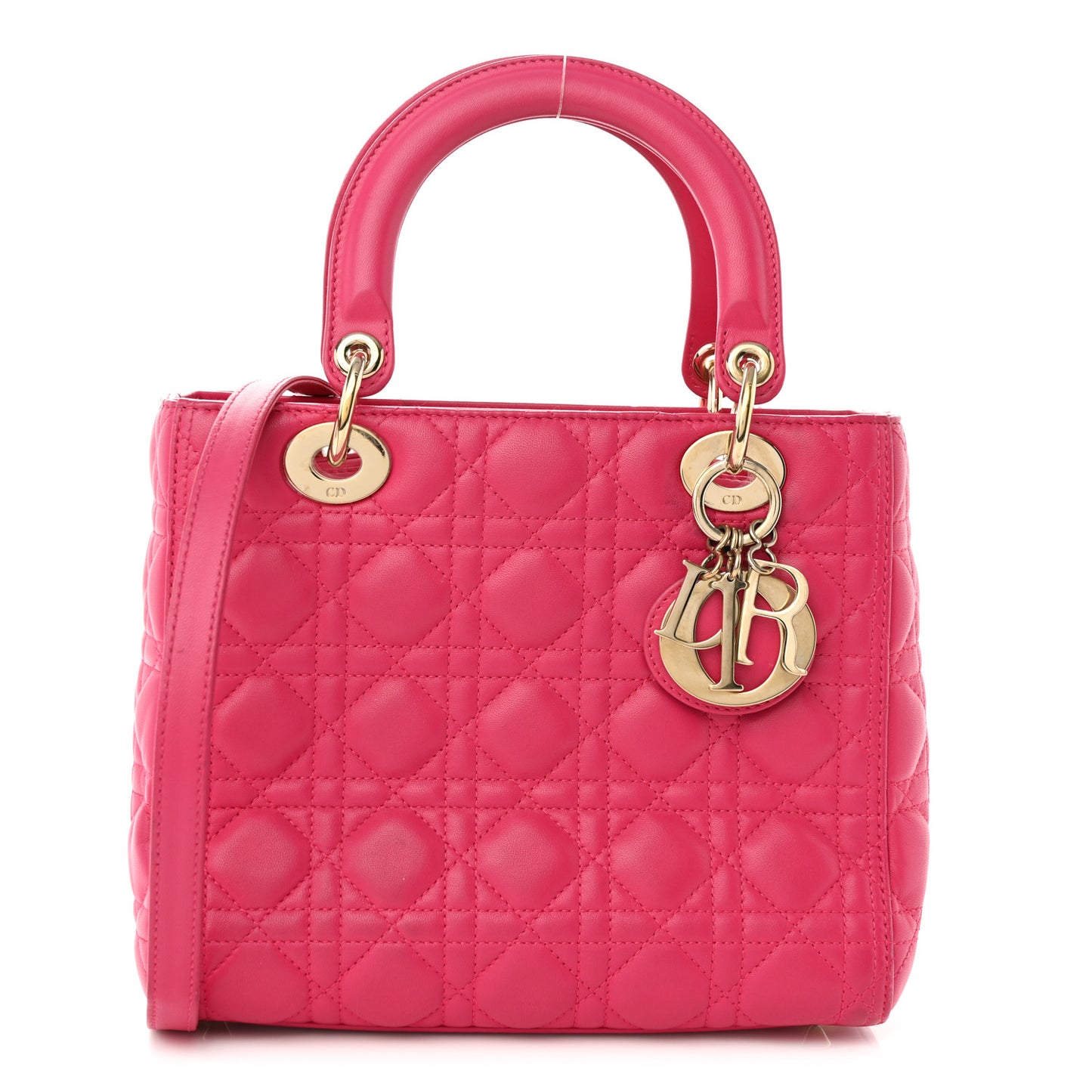 Lambskin Cannage Medium Lady Dior Fuchsia