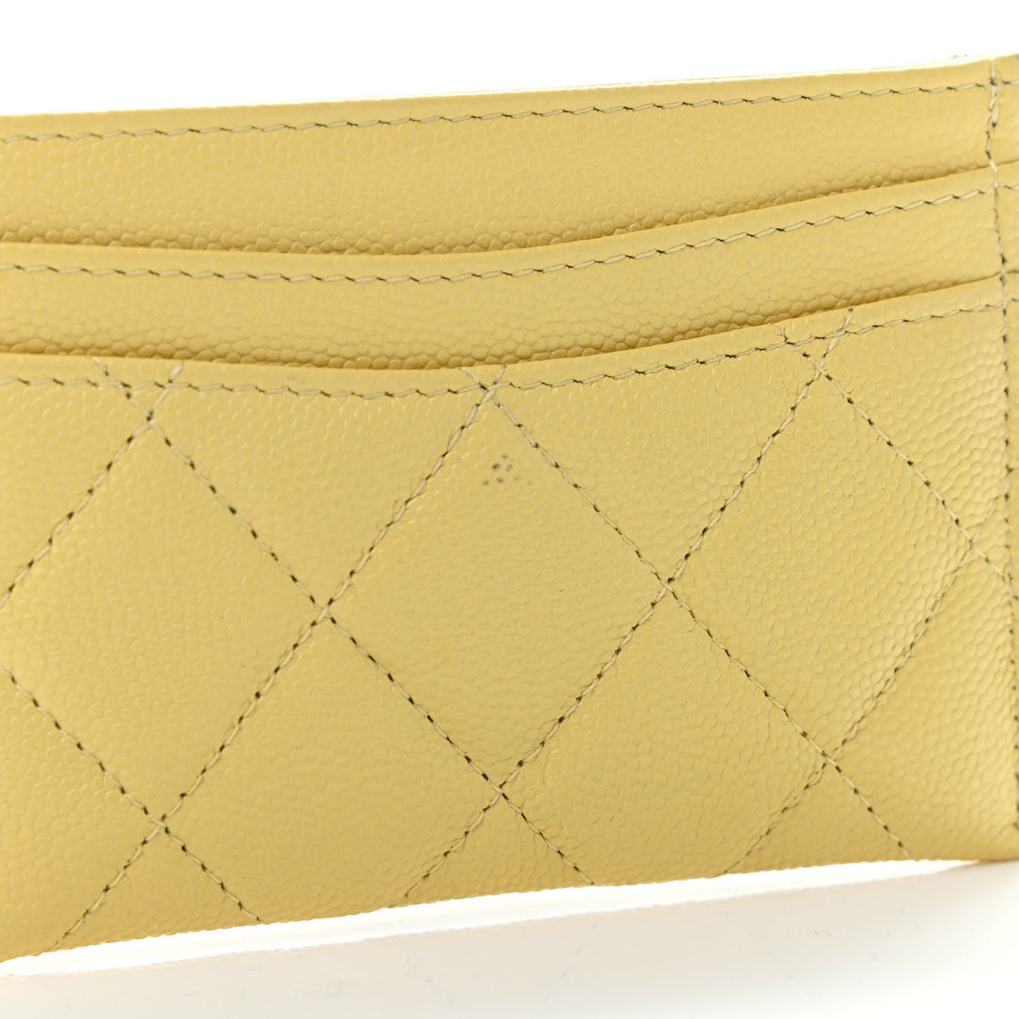 Caviar Quilted Card Holder Yellow