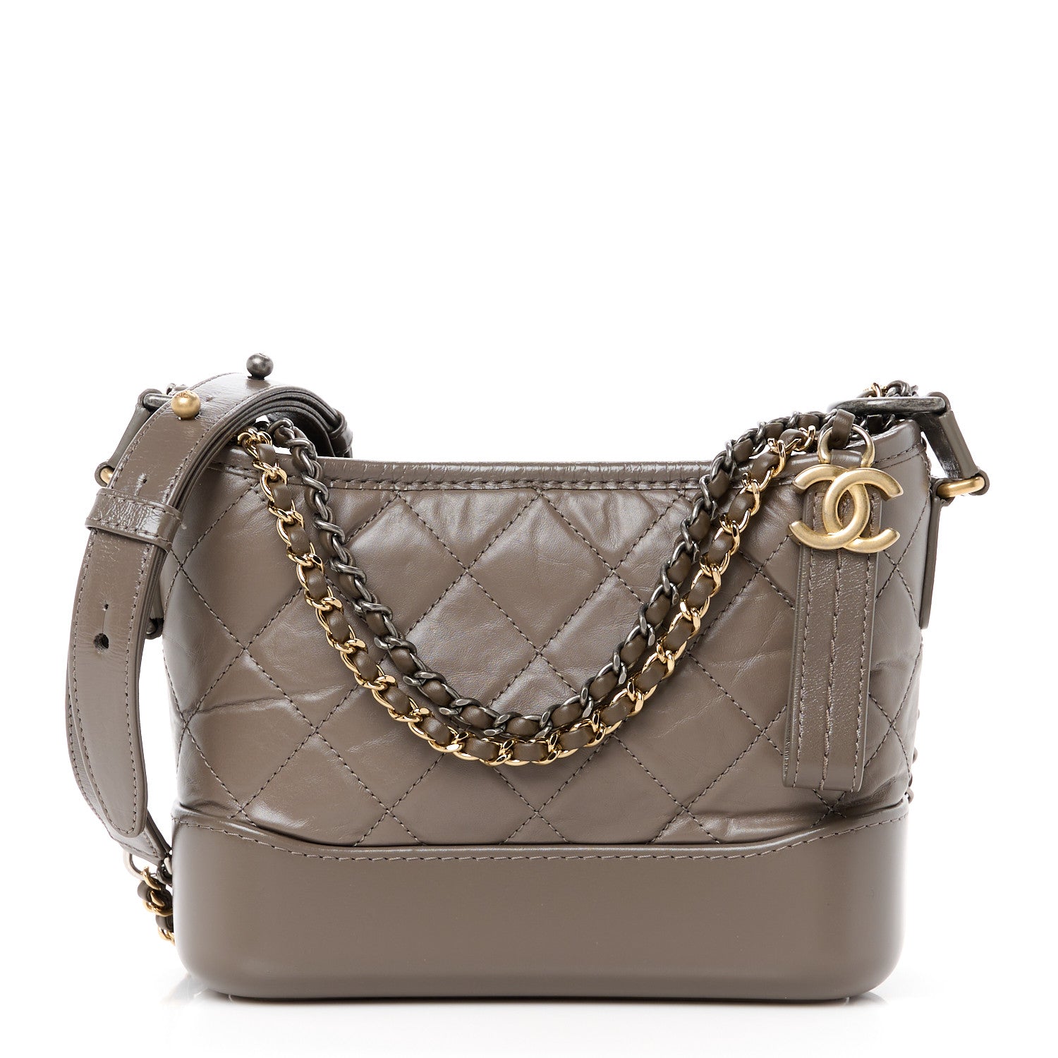 Chanel Aged Calfskin Quilted Small Gabrielle Hobo Grey 1 of 11