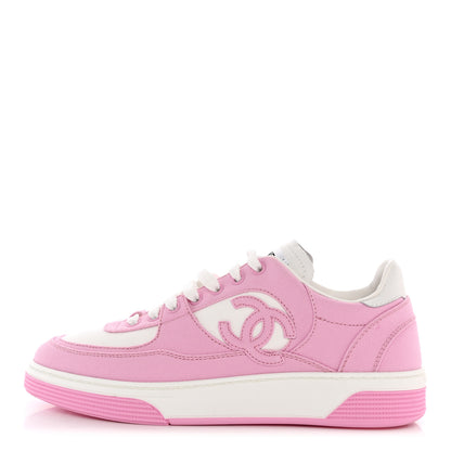 Chanel Cotton Sneakers 39.5 Pink White 1 of 12