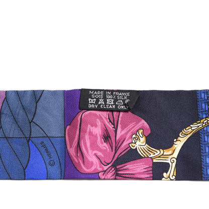 Hermes Silk Cavalleria D'Etriers Twilly Violet Bleu Rose 2 of 6