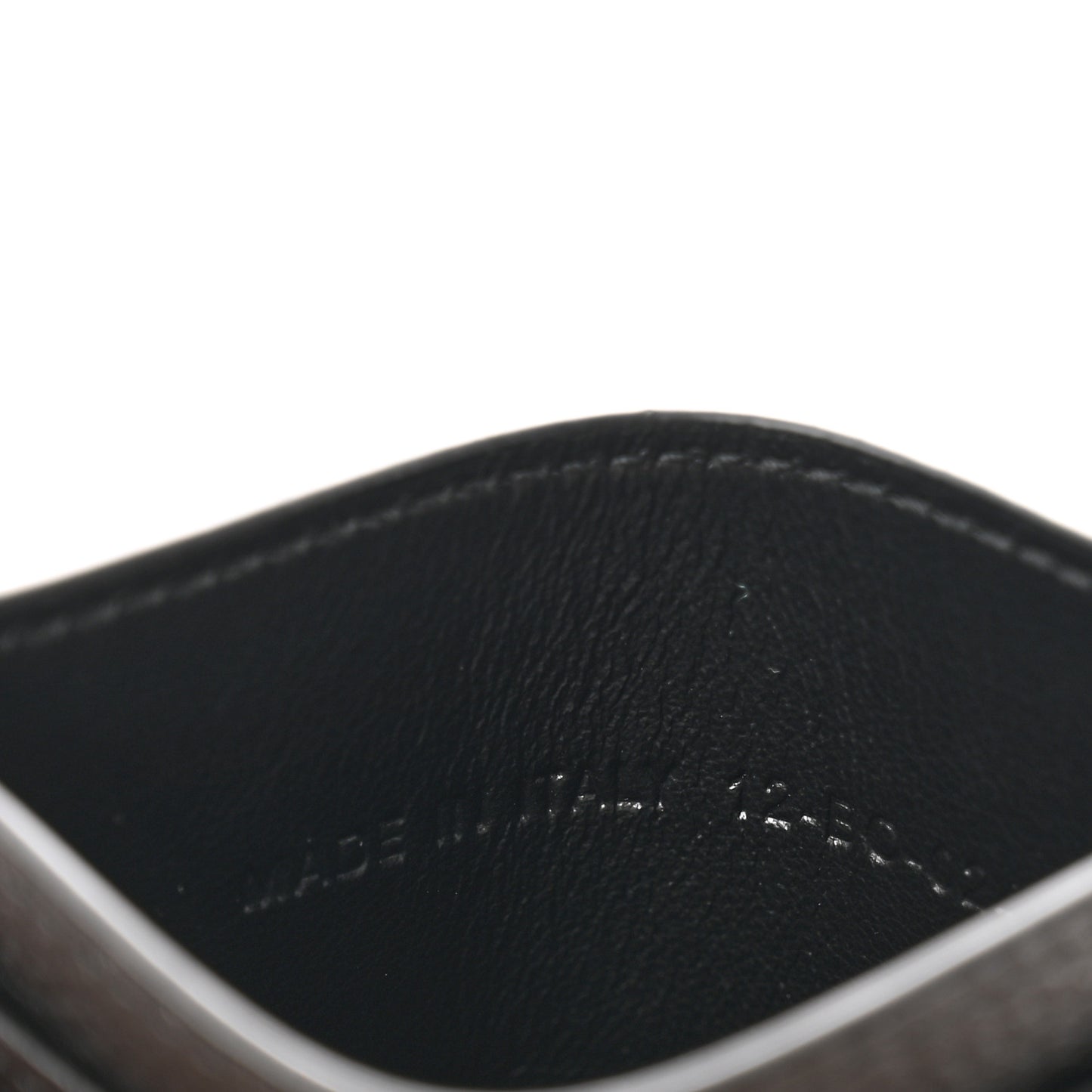 Grained Calfskin Oblique Card Holder Black
