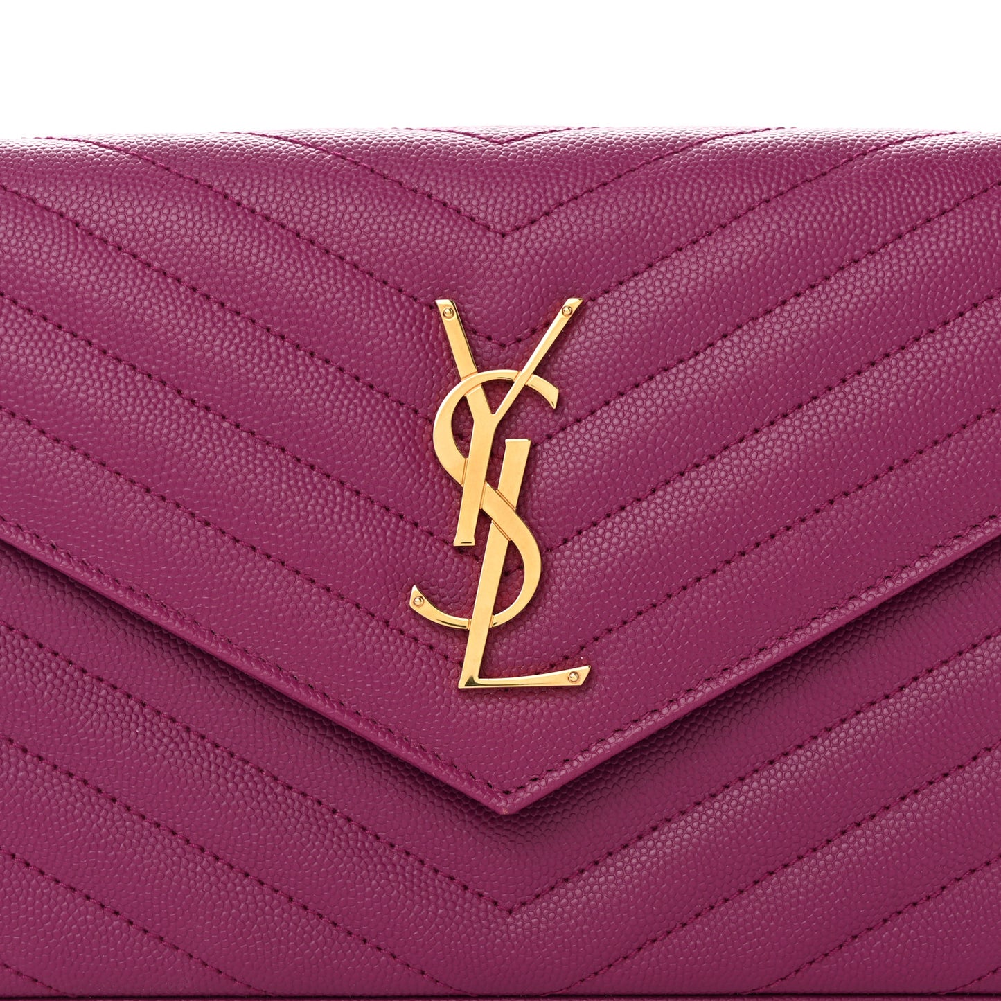Grain De Poudre Matelasse Chevron Monogram Chain Wallet Dark Grape