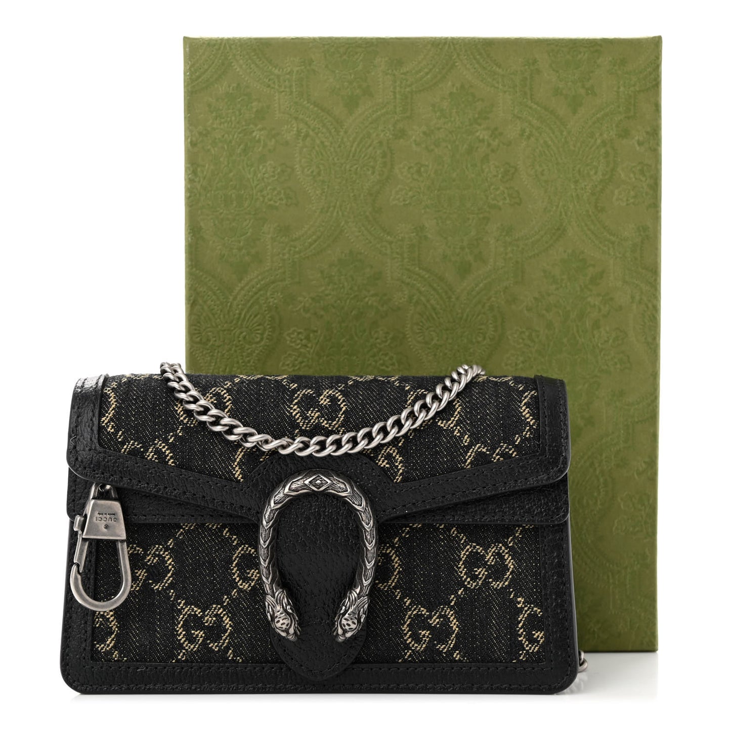 Jacquard Black Denim GG Monogram Super Mini Dionysus Shoulder Bag Black Ivory