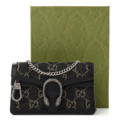 Gucci Jacquard Black Denim GG Monogram Super Mini Dionysus Shoulder Bag Black Ivory 11 of 11