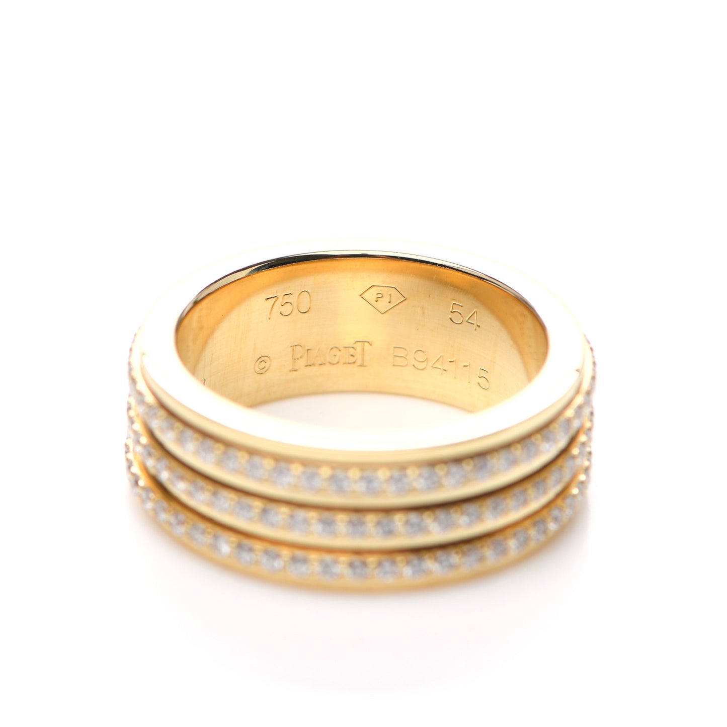 18K Yellow Gold Diamond Possession Three Row Ring 54 6.75