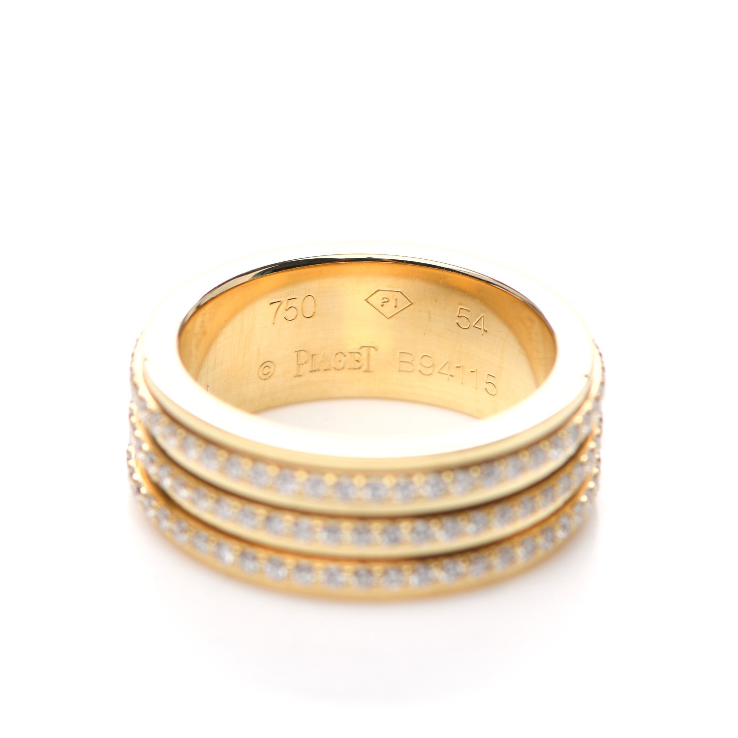Piaget 18K Yellow Gold Diamond Possession Three Row Ring 54 6.75 4 of 5