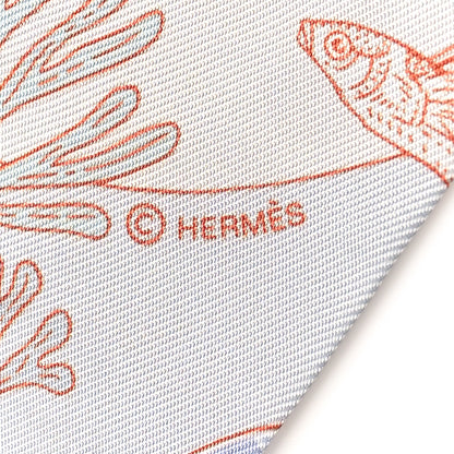 Hermes Silk Precious Paradise Twilly Gris Perle Bleu Vif Rose Pale Gris Perle Bleu Vif Rose Pale 3 of 4