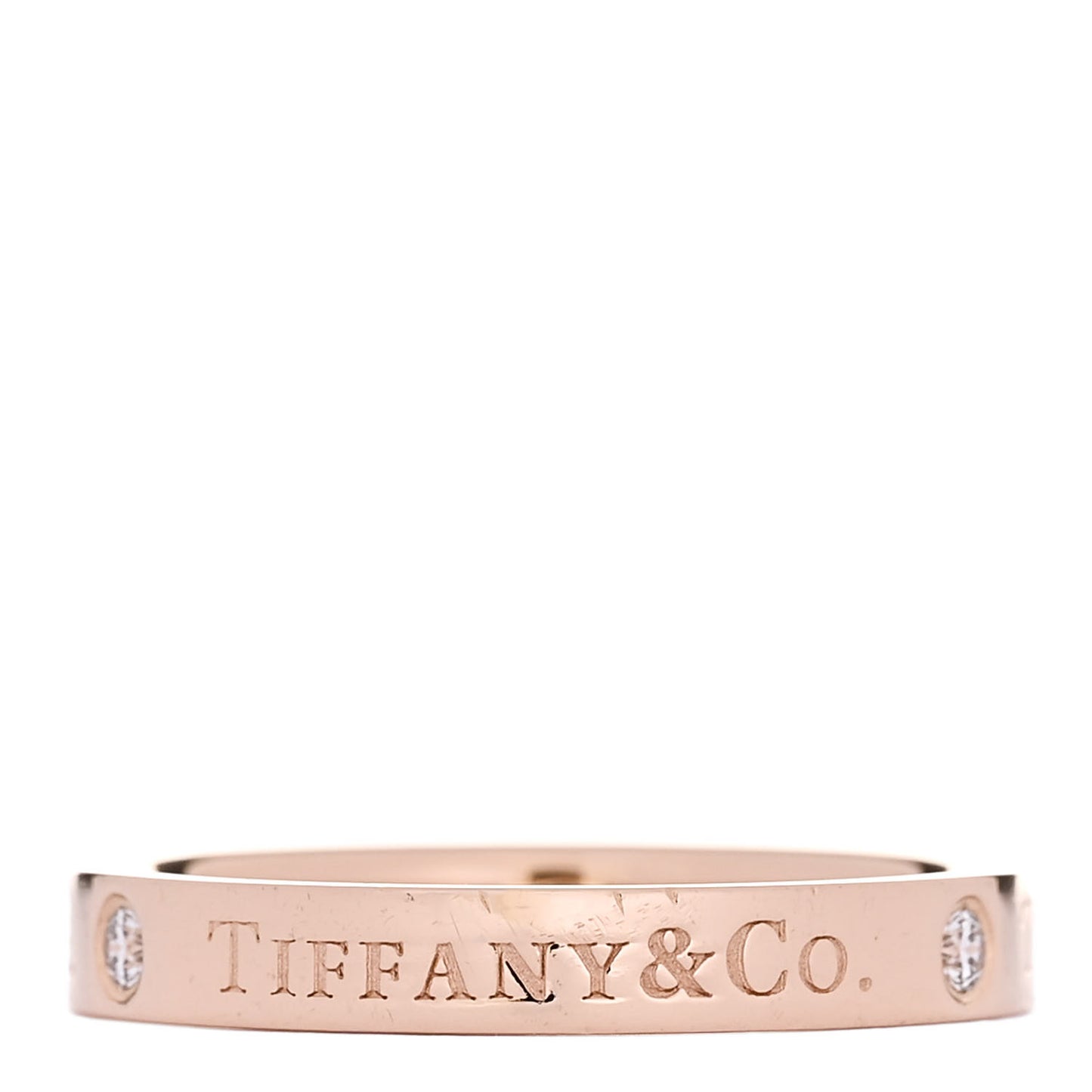 18K Rose Gold Diamond 3mm Logo Band Ring 54 6.75