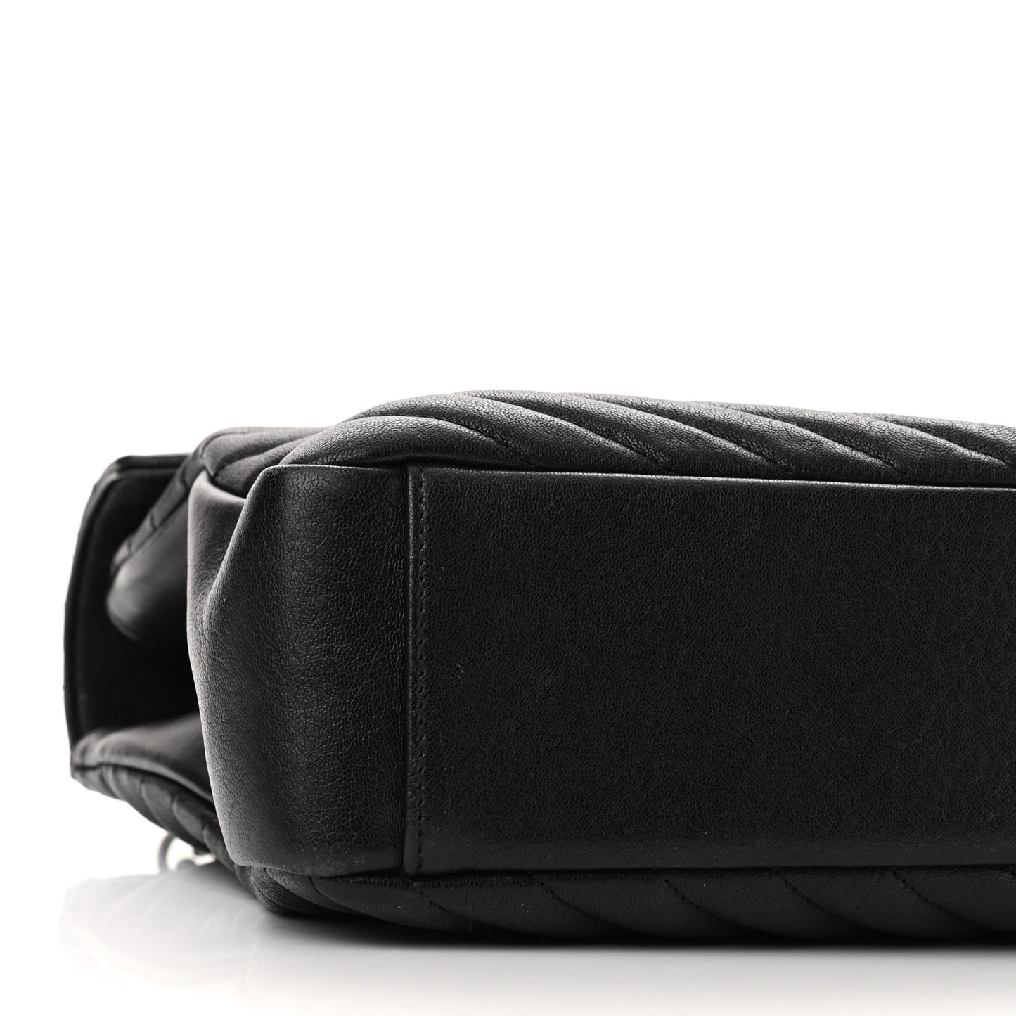 Sheepskin Matelasse Chevron Monogram Large College Satchel Black