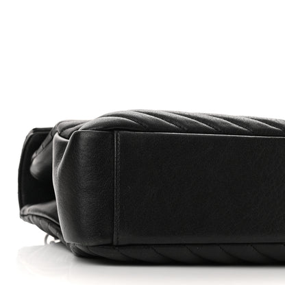 Saint Laurent Sheepskin Matelasse Chevron Monogram Large College Satchel Black 8 of 9