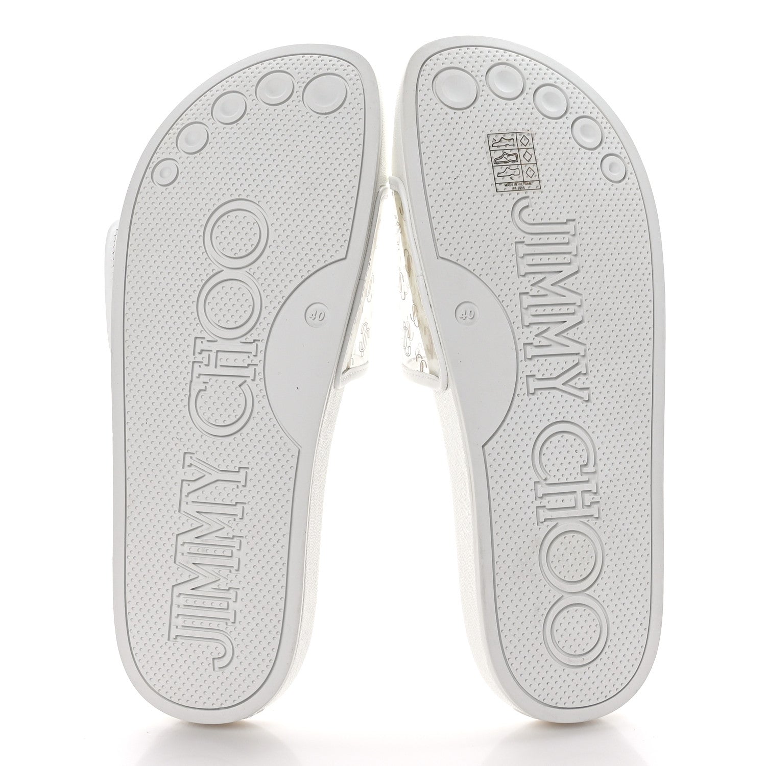 Jimmy Choo Plexi Lambskin Logo Print Fitz Slide Sandals 40 White 5 of 8