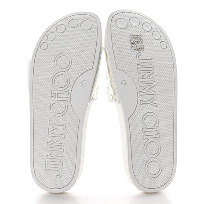 Jimmy Choo Plexi Lambskin Logo Print Fitz Slide Sandals 40 White 5 of 8