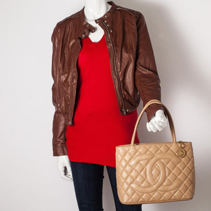 Chanel Caviar Medallion CC Tote Dark Beige 10 of 16