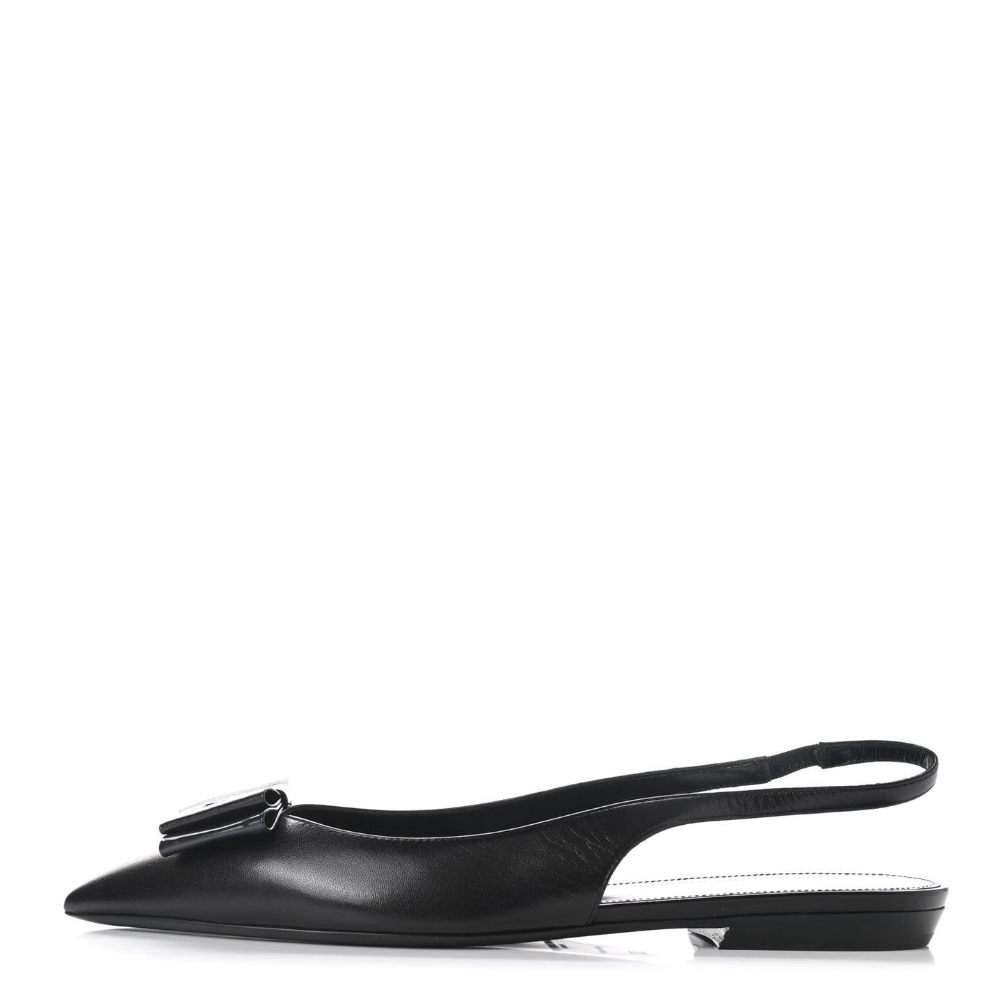 Patent Smooth Lambskin Anais Slingback Flats 37 Black Navy