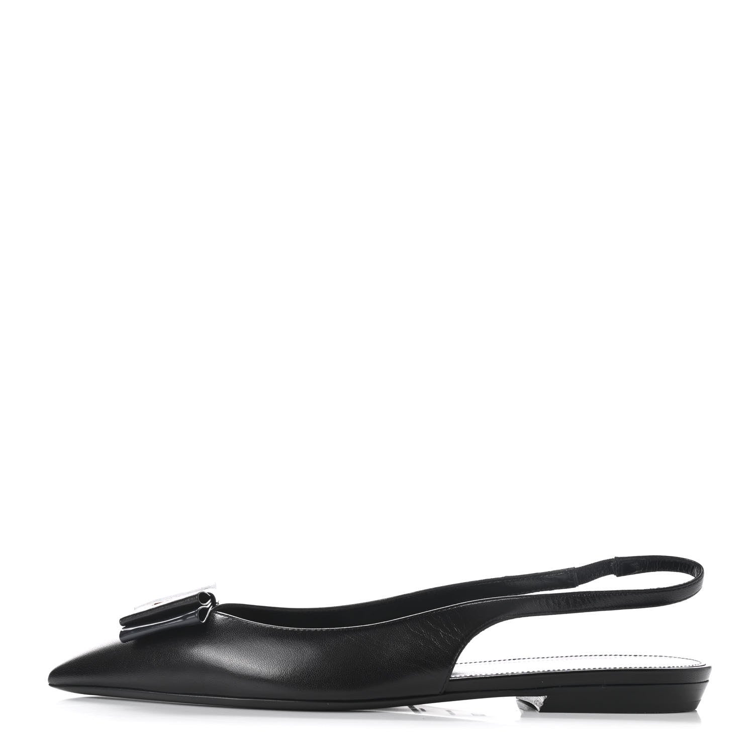 Saint Laurent Patent Smooth Lambskin Anais Slingback Flats 37 Black Navy 1 of 9