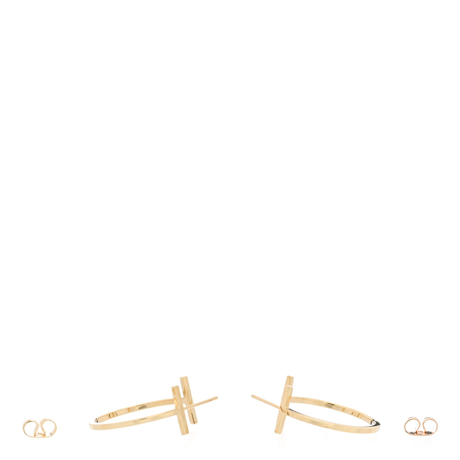 Tiffany 18K Yellow Gold Medium T Wire Hoop Earrings 3 of 6