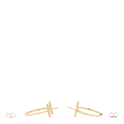 Tiffany 18K Yellow Gold Medium T Wire Hoop Earrings 3 of 6