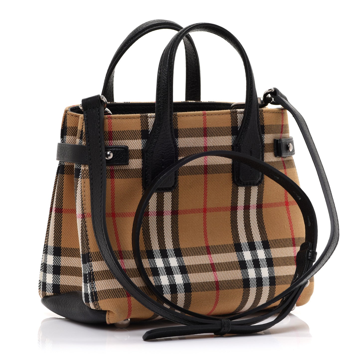 Goatskin Vintage Check Baby Banner Tote Black