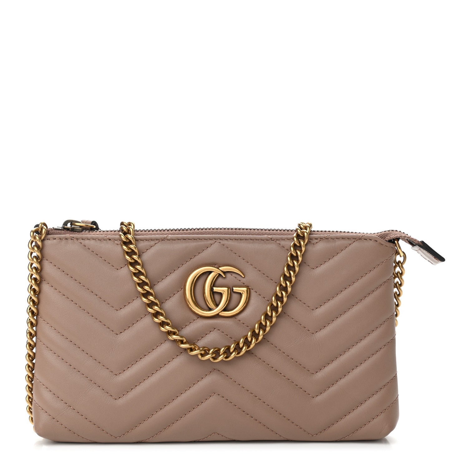Gucci Calfskin Matelasse Mini GG Marmont Chain Bag Porcelain Rose 1 of 10